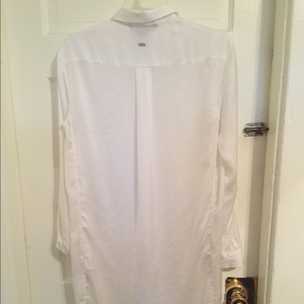White shear shirt dress